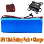 Wnicek 36V Ebike Battery 12AH 10S 4P Electric Bike Lithium-ion Battery Pack with 42V Charger for 500W 350W 250W 100W Motor with BMS and T Plug