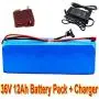 Wnicek 36V Ebike Battery 12AH 10S 4P Electric Bike Lithium-ion Battery Pack with 42V Charger for 500W 350W 250W 100W Motor with BMS and T Plug