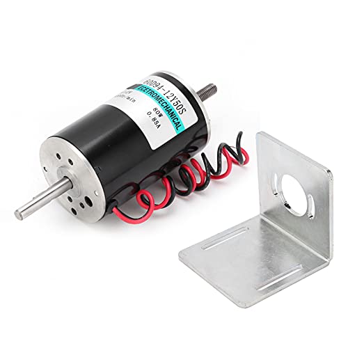 Fafeicy DC Motor, CW CCW HighSpeed Micro Double Output Shaft Speed Regulation Motor, 40 x 8mm Output Shaft, Adopts Double Ball Bearings, XD60D9412Y50S 80W 12V(with Bracket)