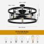 CASENKE Ceiling Fan with Lights Remote Control, Black Industrial Ceiling Fan Low Profile for Bedroom Kitchen Living Room 5 × E26 Base (No Bulbs Included)