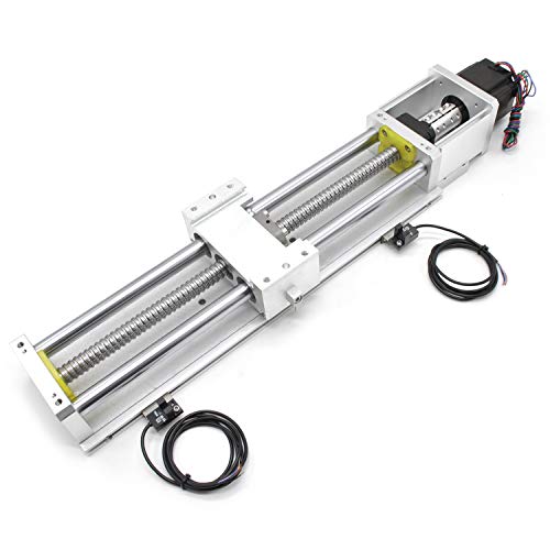 Electric Linear Stage Actuator Travel Length 300mm Ballscrew 1605 Double Optical Axis Linear Rail Guide Slide Stage C7 with Nema23 Motor for DIY CNC Router Controller