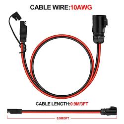 2 Pin Power Industrial Circular Connector to SAE Cable with SAE Polarity Reverse Adapter for Solar Panel Trolling Motor Marine Boat Grand Design, Forrest River RV 10AWG 3Ft/0.9M