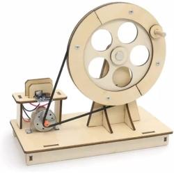 Timmys Toy Bin STEM Project - Wood Electric Generator Toy Hand Crank Motor kit - Generate Electricity to Power Light Source! Great for Kids and Teens to Learn About Electricity