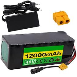 Jieoto 48V 12000mAh Electric Bicycle Lithium-ion Battery 12000mAh E-Bike Battery Pack for 200W/ 350W/ 500W/ 750W/ 1000W Motors for Mountain Bike Electric Scooterwith Charger