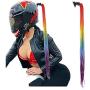 deladola Helmet Pigtail Helmet Braids Ponytail Gradient Motor Bike Ski with Reusable Suction Cup Hair Accessory for Women(Helmet not Included)