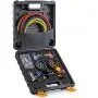 Orion Motor Tech 4 Way AC Gauge Set, AC Manifold Gauge Set for R410a R22 R134a Refrigerant, 4 Valve Automotive AC Gauges with 5ft Hoses, R410a Adapters, Can Tap