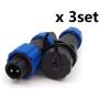 SD13 2pin Waterproof Power Connector, IP68 10A 380V High Voltage Circular Automotive Power Cable Connector (2PIN, Direct Plug x 3set)