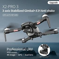 GoolRC X2-PRO3 Foldable GPS Drone with 4K Camera for Adults, 5G WiFi FPV Drone with 3-Axis Gimbal, EIS Anti-Shake, RC Quadcopter with Brushless Motor, Auto Return, Follow Me, Storage Bag and 2 Battery