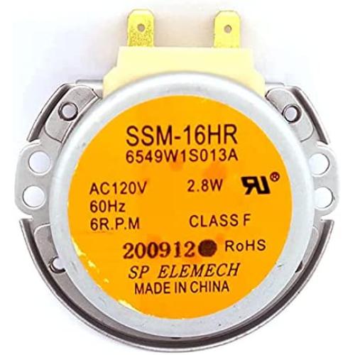 New OEM Produced 6549W1S013A (=6549W1S013K) for LG Microwave Turntable Motor by OEM Mania Replacement Part - SSM-16HR, 120V, 6 RPM, 2.8W, Plastic 3/8