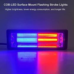 EMIHO 3 LED Strobe Light Red Blue Emergency Vehicle Grille Waterproof Surface Mount Beacon Warning Light Head for Car SUV Pickup Truck Van Motorcycle