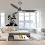 Ovlaim 52 Inch DC Motor Dark Grey Solid Wood Propeller Ceiling Fan Indoor with Light and Remote Control, Dimmable Lighting & 3 Blades Ceiling Fan Modern for Living Room Dining Room Bedroom