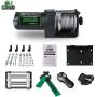 STIMULATER New 3000lbs.Load Capacity Winch 12V Steel Cable Winch Waterproof IP 67 Electric Winch with Wired Remote and Wireless Remotes, 4-Way Roller Fairlead, Strap and Hook for ATV/UTV/Boat (Black)…