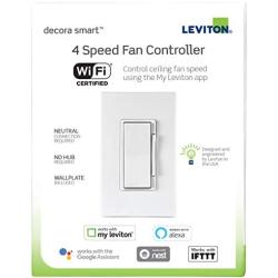 Leviton DW4SF-1BW Decora Smart Wi-Fi Fan Speed Controller, White