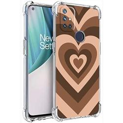 Compatible with One Plus Nord N10 5G Brown Heart Case,Brown Love Heart Painting Art Coffee Latte Swirls Valentines Phone Case for Men Women Girl,Soft TPU Cool Trendy Case for One Plus