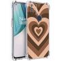 Compatible with One Plus Nord N10 5G Brown Heart Case,Brown Love Heart Painting Art Coffee Latte Swirls Valentines Phone Case for Men Women Girl,Soft TPU Cool Trendy Case for One Plus