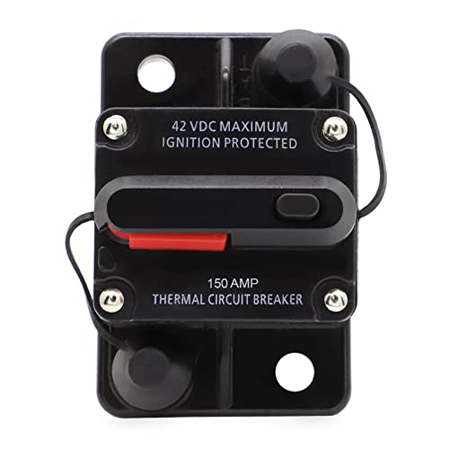 Motoparty 150 Amp Circuit Breaker Switches with Manual Reset Fuse Inverter for Car Marine Trolling Motors Boat ATV DC 12V -42V Waterproof Current Overload Protection(150 A)