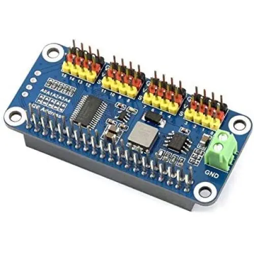 Servo Driver HAT for Raspberry Pi/Jetson Nano 16-Channel 2-bit I2C Interface PCA9685 Driver Supports Servo Such as SG90, MG90S, MG996R, etc