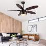 MQ 48 Ceiling Fan with Light Remote Control, LED Ceiling Fan Light with 5 Wood Fan Blades, Noiseless Reversible Motor for Farmhouse/Patios/Porch/Bedroom/Living room/Study/Kitchen