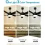 KAPOEFAN 46 Black Ceiling Fan with Lights and Remote, Flush Mount Ceiling Fan with Lights, Modern Ceiling Fan with Noiseless Reversible DC Motor - Adjustable Color Temperature - 6 Speeds -Timing Function for Indoor and Outdoor