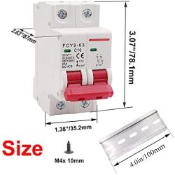 smseace DC Miniature Circuit Breaker, 6A 2P 500V Low Voltage DIN Rail Mounted Miniature Air Circuit Breaker, Suitable for Solar Panels Grid System.FCY8-63-C6-2P