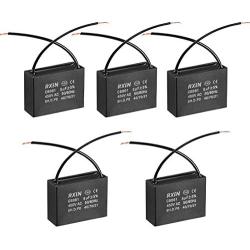 uxcell Ceiling Fan Capacitor CBB61 5uF 450V AC 2 Wires Metalized Polypropylene Film Capacitors 47x17.5x34.5mm for Water Pump Motor Generator, Pack of 5