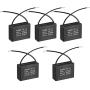 uxcell Ceiling Fan Capacitor CBB61 5uF 450V AC 2 Wires Metalized Polypropylene Film Capacitors 47x17.5x34.5mm for Water Pump Motor Generator, Pack of 5