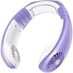WACZJ Neck Fan USB Rechargeable 3 Speeds Ultra Quiet Long Battery Life Headphones Design for Outdoor Suitable for Running and Climbing,Purple