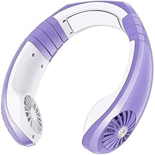 WACZJ Neck Fan USB Rechargeable 3 Speeds Ultra Quiet Long Battery Life Headphones Design for Outdoor Suitable for Running and Climbing,Purple