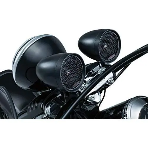 Kuryakyn 2713 MTX Road Thunder Weather Resistant Motorcycle Speakers: 100 Watt Handlebar Mounted Audio Speaker Pods with Bluetooth Audio Controller, Satin Black