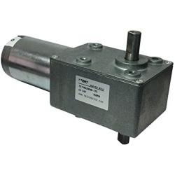 BEMONOC Powerful DC Electric Motor 24V Reversible 45 RPM Geared Reducer Motor High Torque Double Right Angle Out Shaft 10mm with Metal Gearbox BBQ Motor
