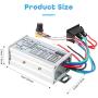 PWM DC Motor Speed Controller, DC 9V-60V & 20A Max Brush Motor Stepless Speed Controller with Forward-Brake-Reverse Switch & Ajustable Potentiometer
