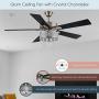 River of Goods LED Ceiling Fan with Crystal Chandelier - 52