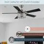 River of Goods LED Ceiling Fan with Crystal Chandelier - 52