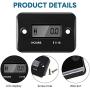 2 Pieces Inductive Hour Meter for Gas Engine Lawn Mower Dirt Bike Motorcycle Motocross Snowmobile Karting Marine ATV Boat Outboard Motor Generator Waterproof Hour Meters (Black, Red)