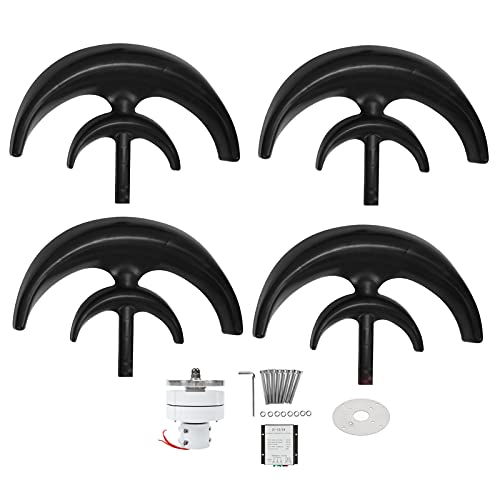 Wind Turbine Kit 1200W 4 , Handpieces & Instruments Handpiece Turbines Blade Generator With Controller AC Motor Solar System Lantern Type Double‑Layer Black for Home Camping Charging Boats[48v]