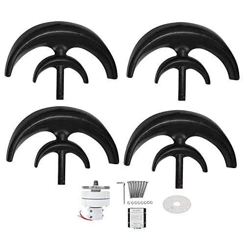 Wind Turbine Kit 1200W 4 , Handpieces & Instruments Handpiece Turbines Blade Generator With Controller AC Motor Solar System Lantern Type Double‑Layer Black for Home Camping Charging Boats[24v]