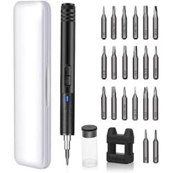 Electop Electric Rechargeable Screwdriver, Portable USB Power Supply Cordless Screw Driver, 21 Precision Bits /3 LED Lights/Magnetic Carry Case/Quick Change Chuck for Telephone, Watch, Camera etc.