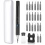 Electop Electric Rechargeable Screwdriver, Portable USB Power Supply Cordless Screw Driver, 21 Precision Bits /3 LED Lights/Magnetic Carry Case/Quick Change Chuck for Telephone, Watch, Camera etc.