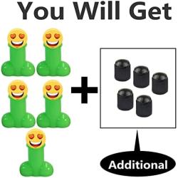 Ronfin Prank Valve Stem Caps,Tire Valve Cover Stem Cover for Prank-Gag Fits for Cars, Trucks, SUVs, Auto, Bikes, Motorcycles,Trucks (5-Green)