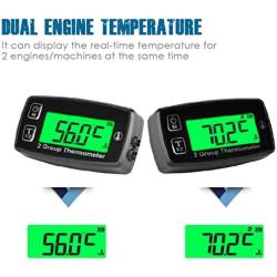 Runleader Digital LCD Engine Temp Gauge,Dual Temperature Record,Backlight Display,User Shutdown,Battery & External Power Supply for Generator Motorcycle Dirtbike ATV Outboard Motor Marine Snowmobile