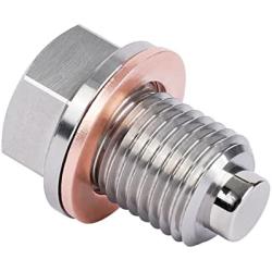 DEEFILL M14 x 1.5 Magnetic Oil Drain Plug, Stainless Steel Oil Drain Plug with Copper Crush Washer Replacement for Ford, GM, Hyundai, KIA and Accord, CRV, Civic, Pilot, Fit, Odyssey