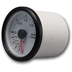 White Amber Digital 2 BAR Boost/Vacuum Gauge Kit Includes Pressure Sensor Waterproof Pin-Style Install