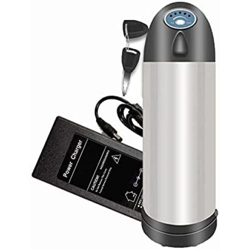 FREEDOH 24V/ 36V/ 48V E-Bike Battery Li-ion Water Bottle Battery Rechargeable Battery for 250W 500W 750W Scooter Motors with Charger Battery Indicator BMS Protection Board