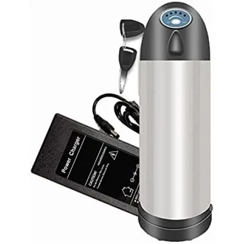 FREEDOH 24V/ 36V/ 48V E-Bike Battery Li-ion Water Bottle Battery Rechargeable Battery for 250W 500W 750W Scooter Motors with Charger Battery Indicator BMS Protection Board