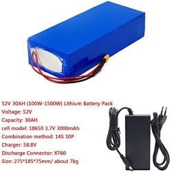 Wnicek 52V 26Ah 30Ah 14S10P E-Bike Lithium Battery High Capacity Customizable Battery Pack for Motor Within 1500W Used for Electric Scooters Motorcycle Tricycles with Charger