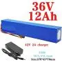 Wnicek Lithium Battery Pack 36V 12AH 10S 4P Electric Bicycle Battery Pack with 20A BMS and Charger Fits for 200W 250W 350W 500W Motors