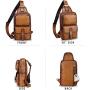 Genuine Leather Sling Bag Crossbody Motorcycle Bag Handmade Hiking Chest Daypack Retro Shoulder Backpack (Brown)