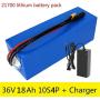 Jieoto 36V 18AH E-Bike Battery Electric Bike Lithium Battery Pack with Charger for Electric Bike Scooter Moped Go-Kart Tricycle Golf Cart 500W 350W 250W 200W Motor