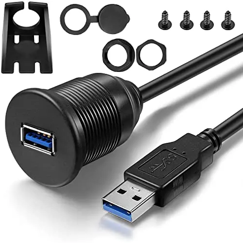 USB Mounting Cable, GOSYSONG USB 3.0 Extension Waterproof Mount Cable 3ft,Mount Flush Cable, Dash Panel Mount Cable for Car, Boat,Truck,Motorcycle and More
