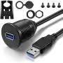 USB Mounting Cable, GOSYSONG USB 3.0 Extension Waterproof Mount Cable 3ft,Mount Flush Cable, Dash Panel Mount Cable for Car, Boat,Truck,Motorcycle and More